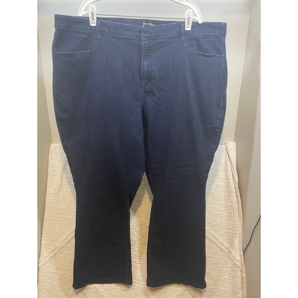 Susan Graver Jeans Blue Dark Wash Square Pocket Boot Cut Hi Rise Womens Plus 28W